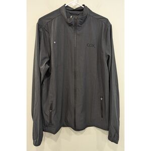 Vuori Venture Gray Track Full Zip Jacket COX Company Logo Embroidered Large